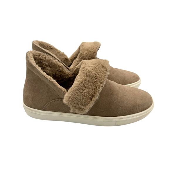 GB Gianni Bini Taupe Gray Suede Soft Faux Fur Fold Down Ankle Boots Sneakers - Picture 5 of 11